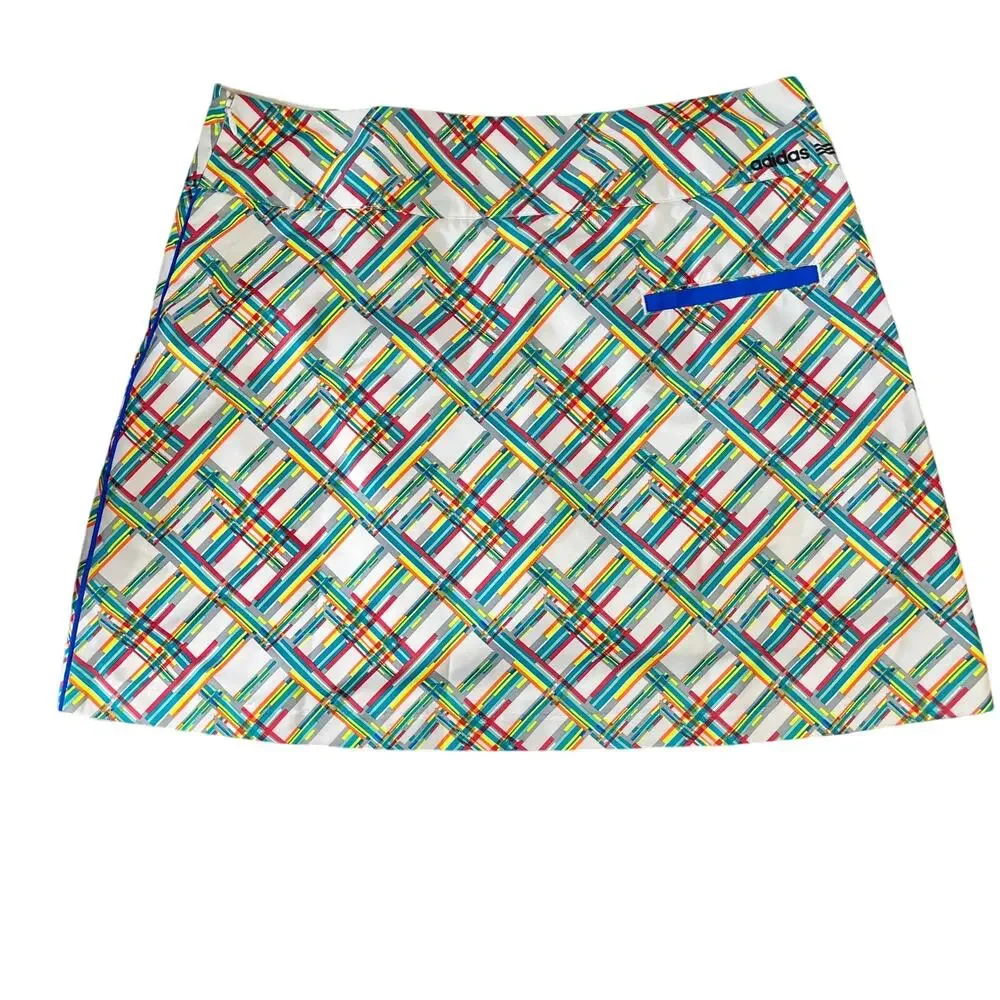 NWT Adidas Golf Skort Performance Fabric Multicolor White Women's Size 10 - Picture 2 of 3